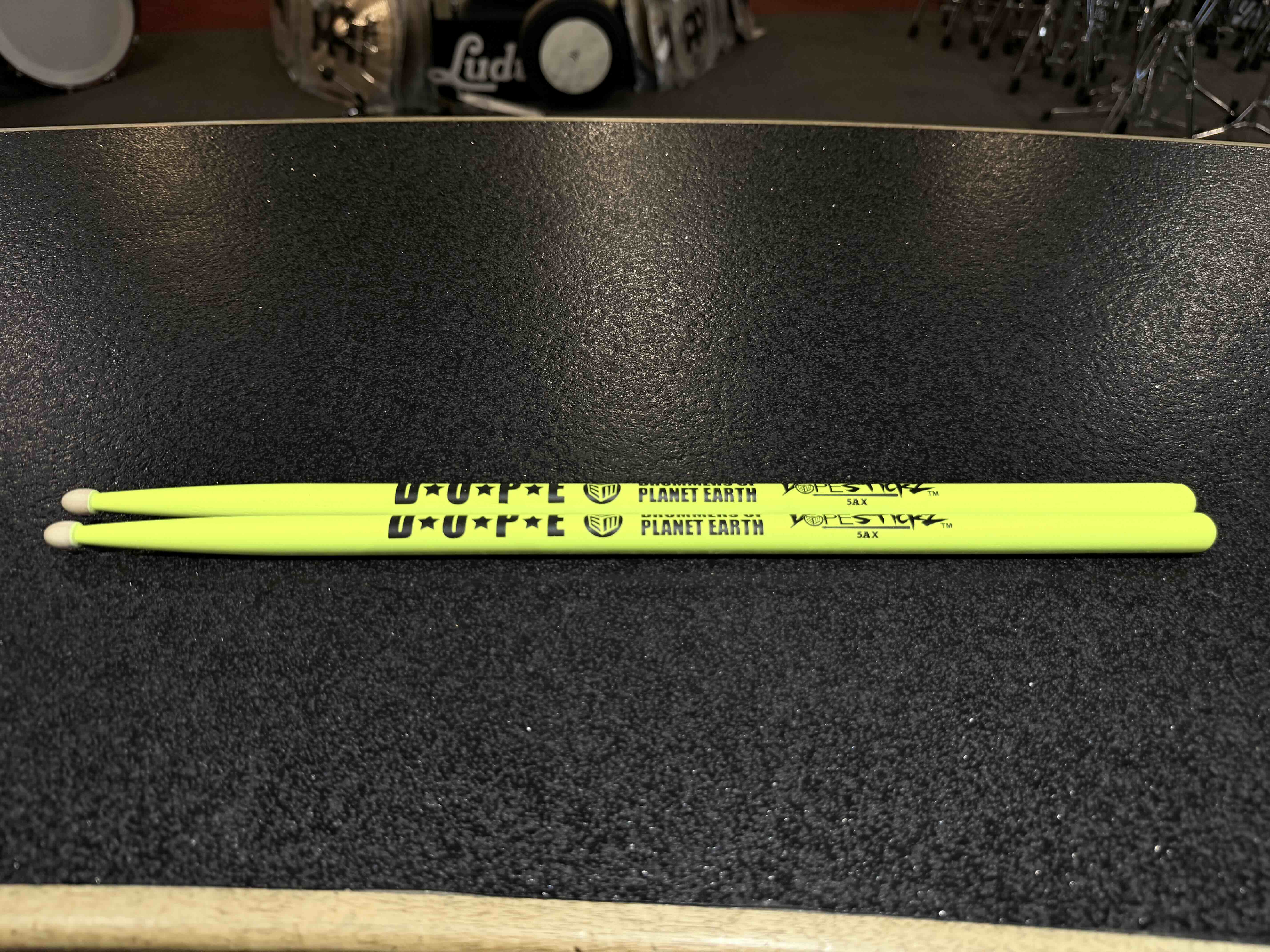 Dope Stickz Neon Glow Yellow 5AX Acorn Tip Drum Sticks Pair